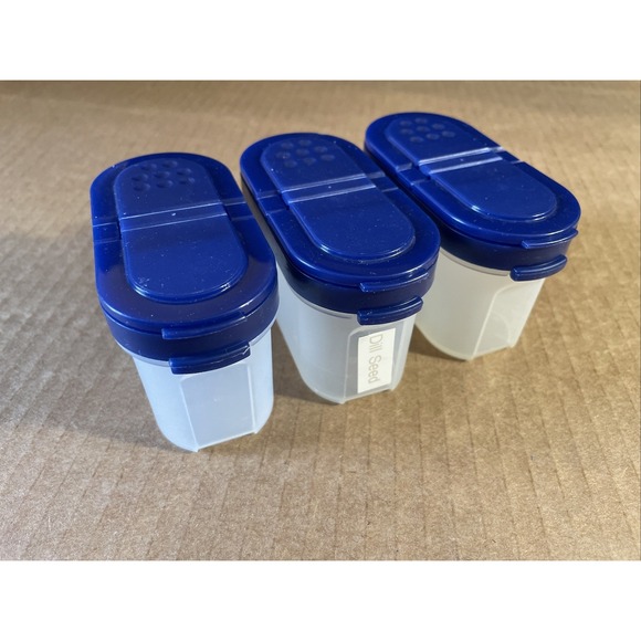 3 Tupperware # 1843 Modular Mates Spice Shaker Container Small Dark Blue - Picture 1 of 5